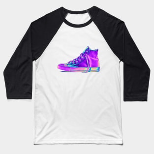 Purple Holographic Sneaker Baseball T-Shirt